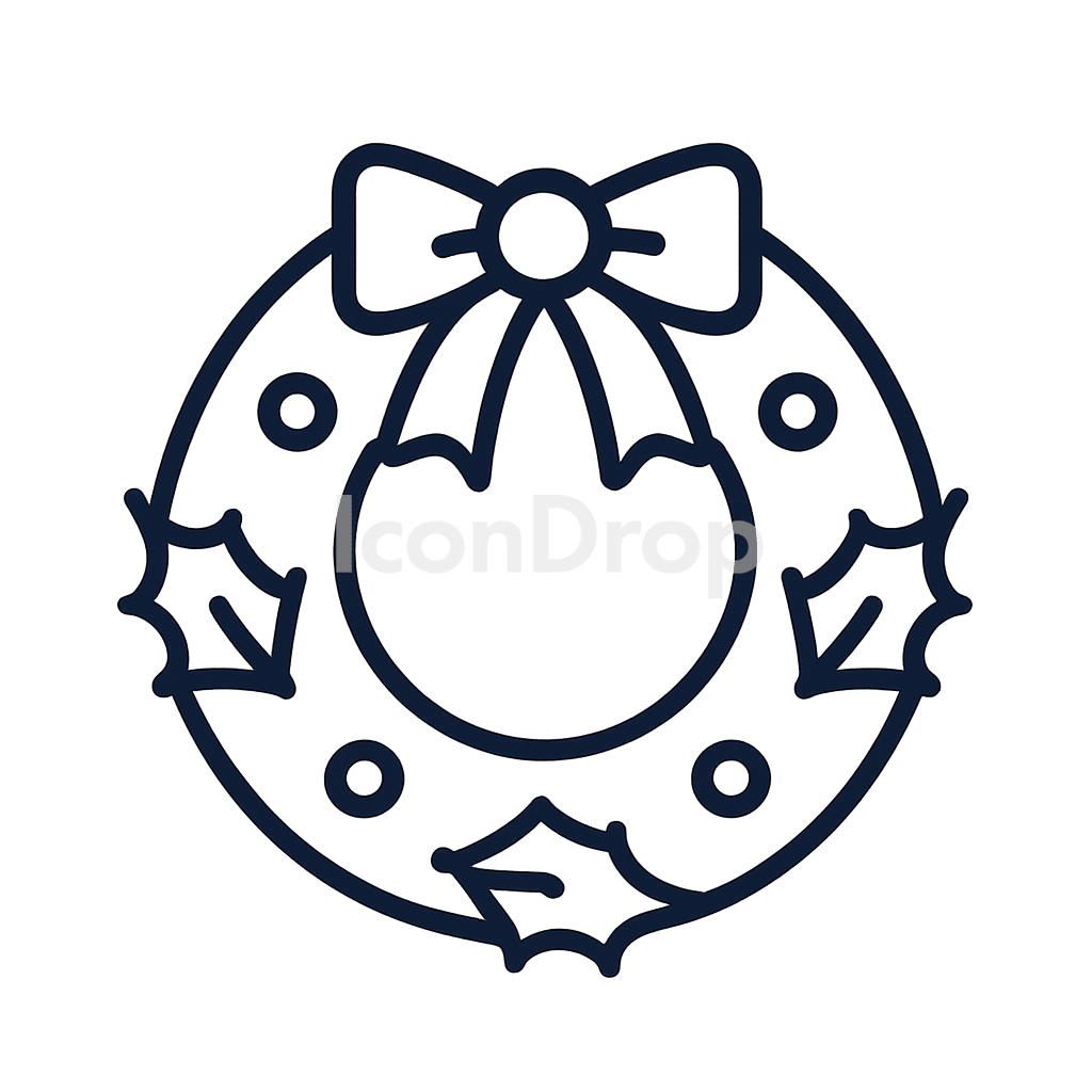 クリスマスリースのアイコン アウトライン