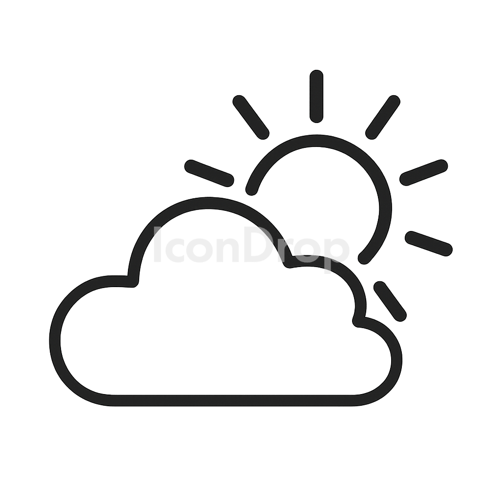 Cloud And Sun Icon Outline