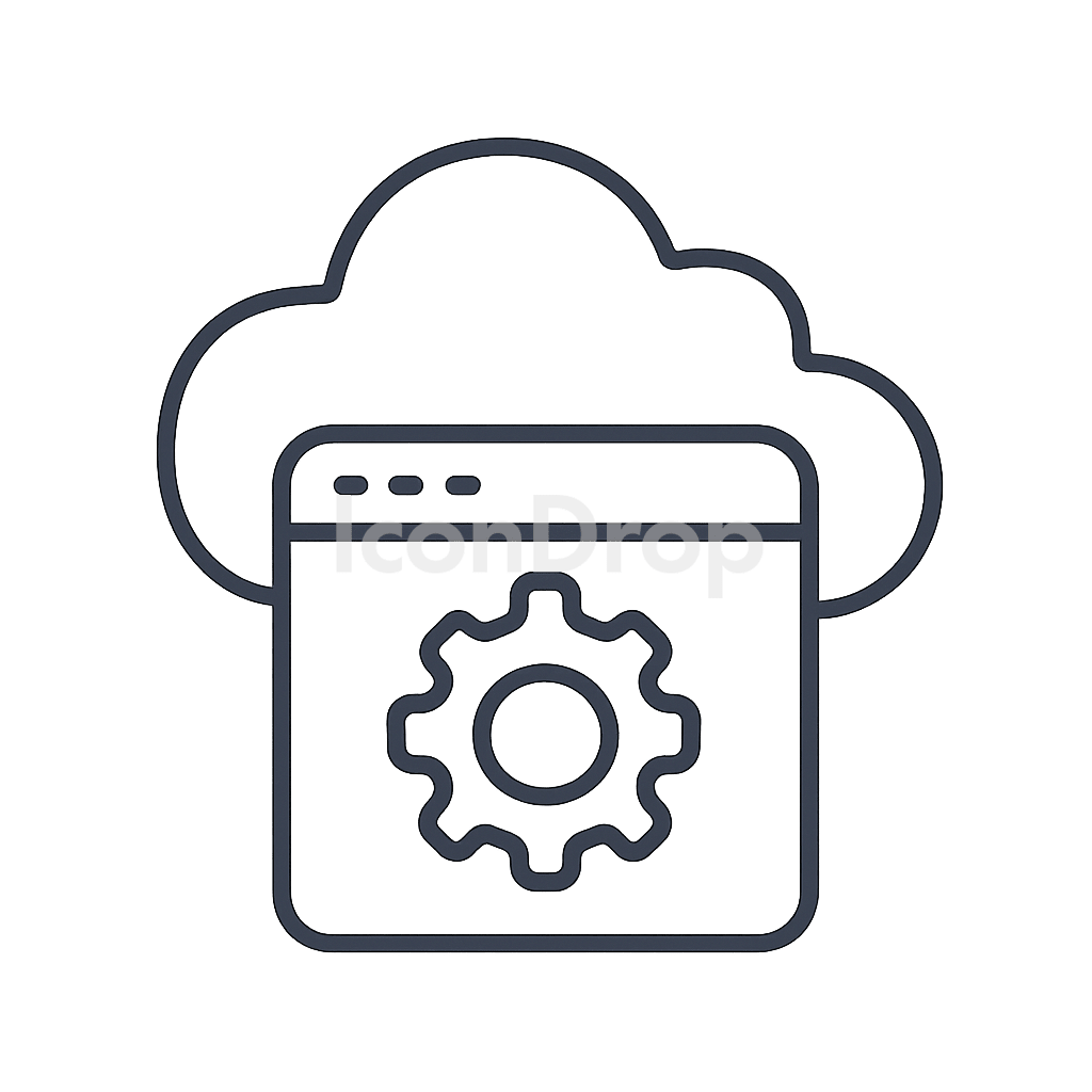 Cloud Based Software Icon Outline