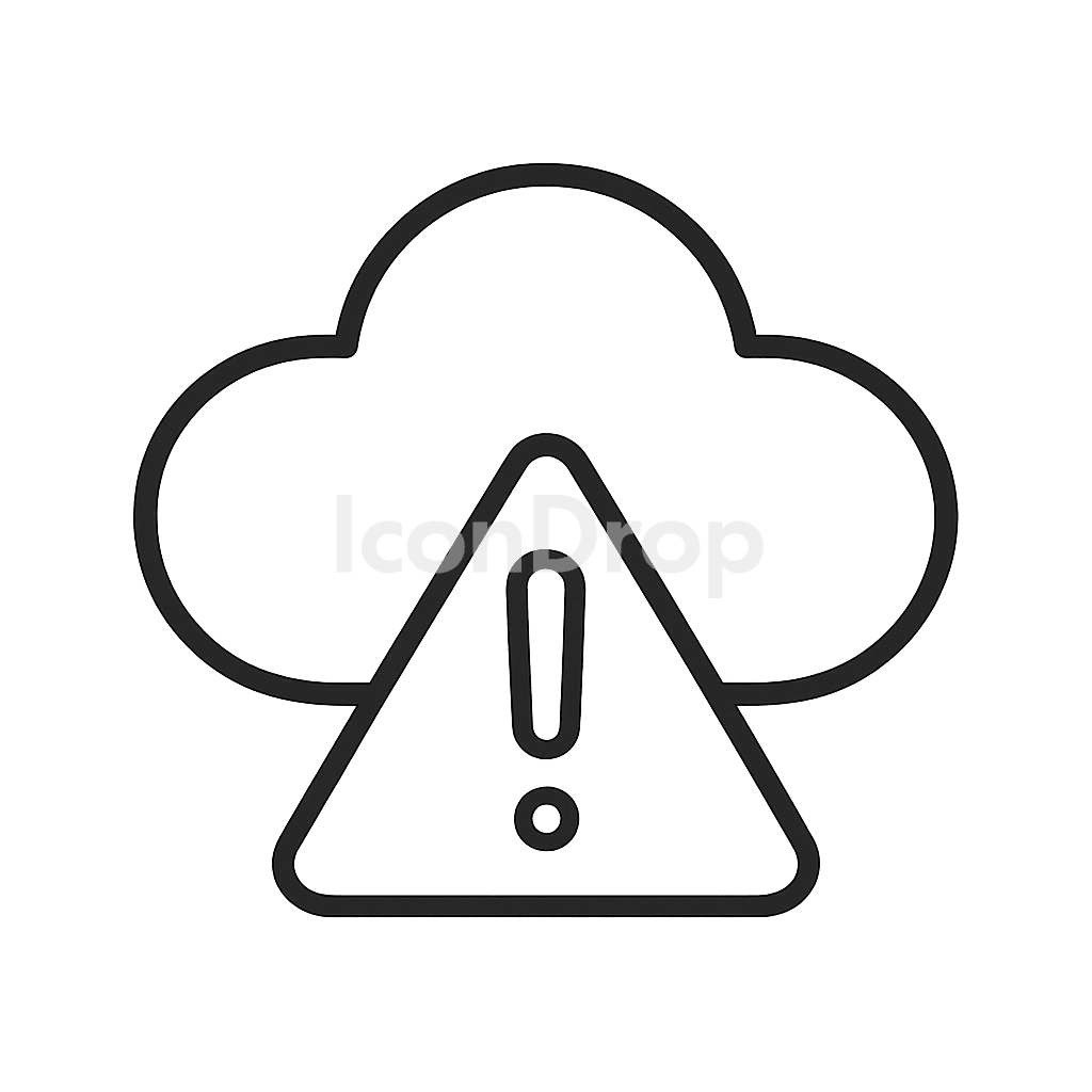 Cloud Icon With Exclamation Point Outline