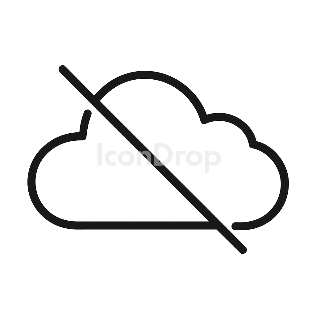 Cloud Icon With Line Through It Outline