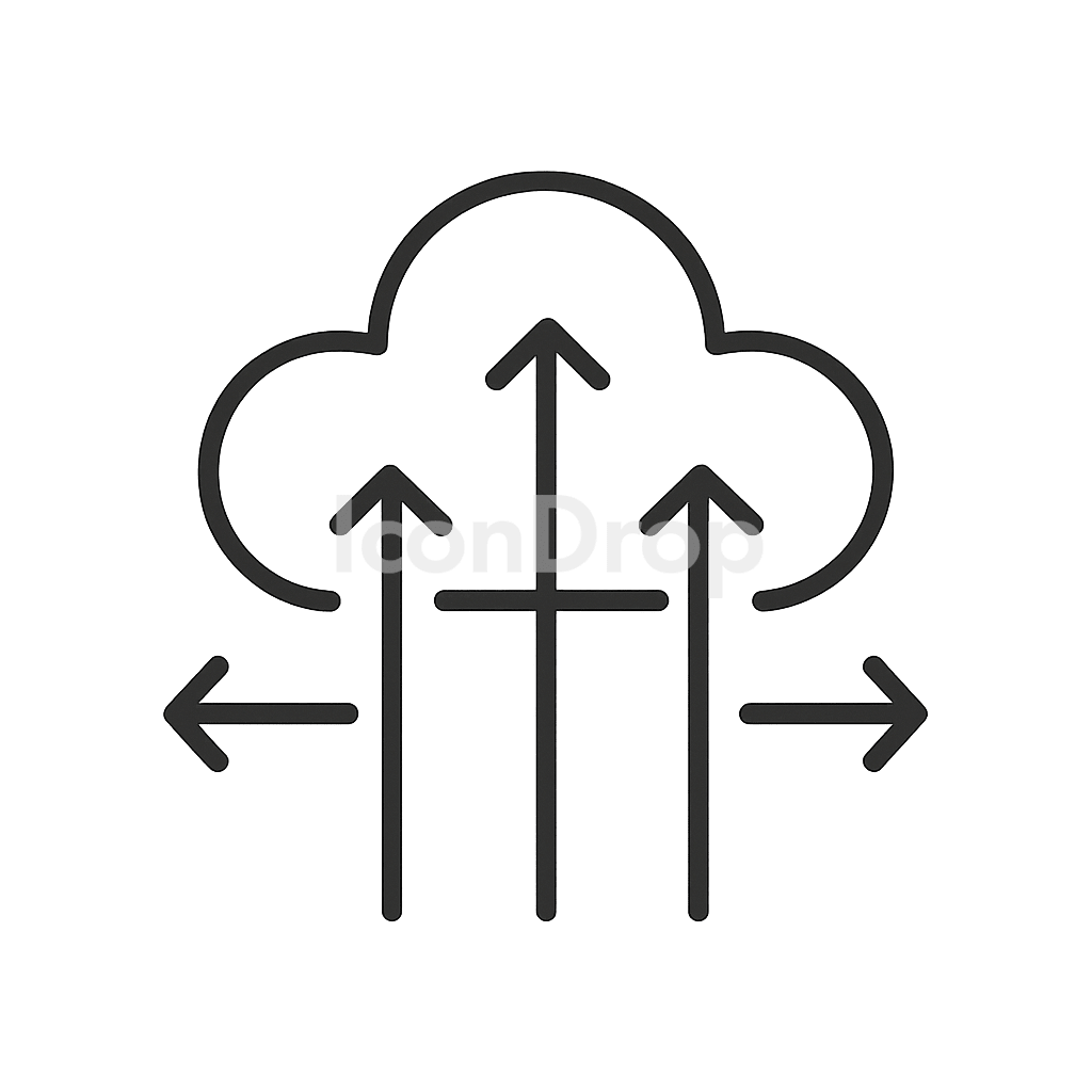 Cloud Scalability Icon Outline