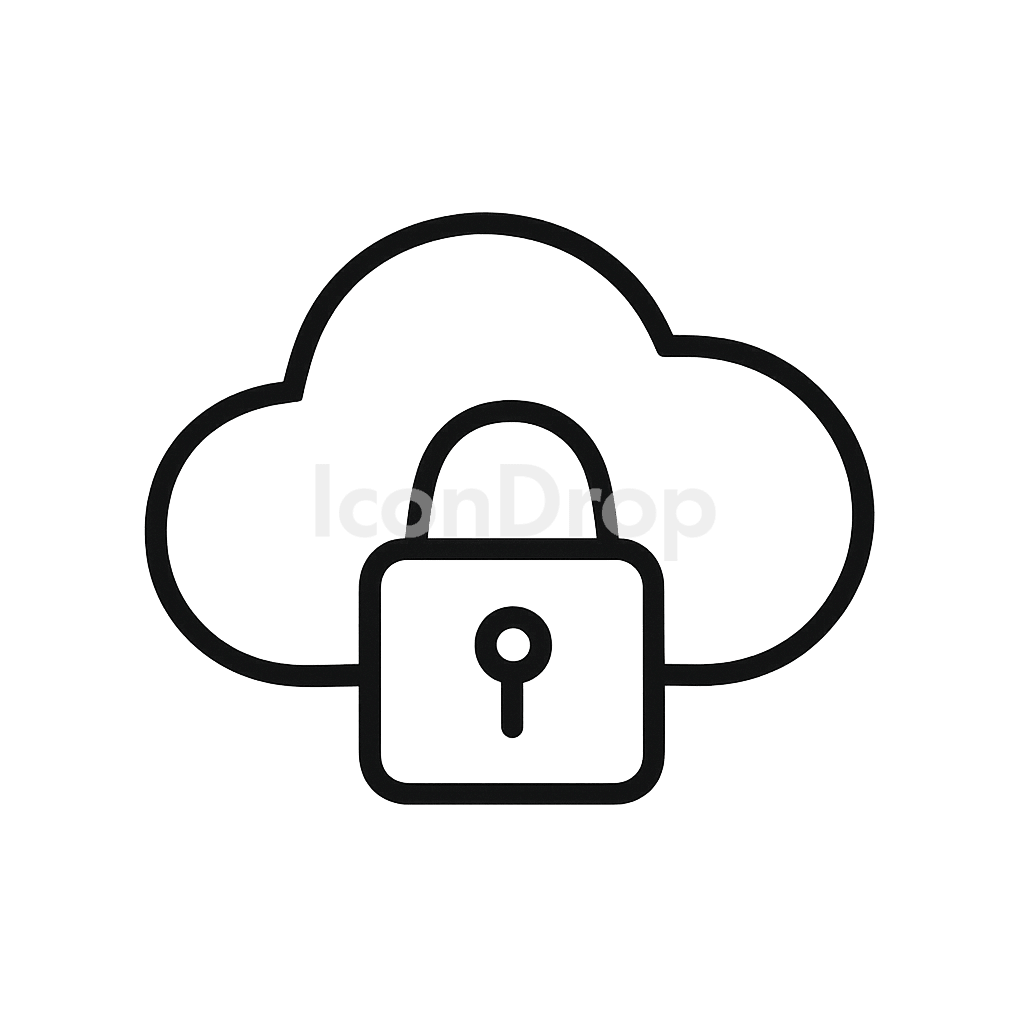 Cloud With Lock Icon Outline