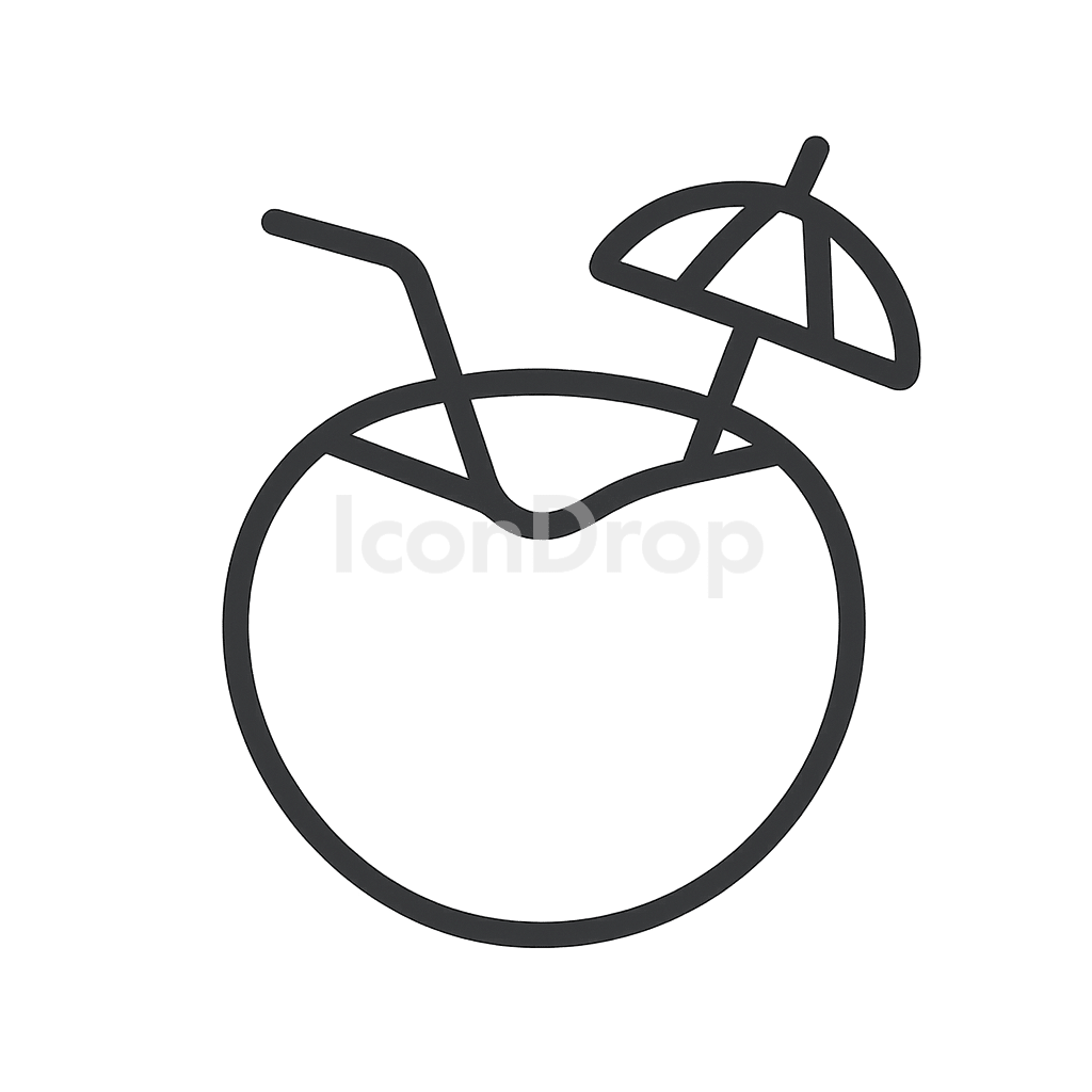 Coconut Drink Icon Outline