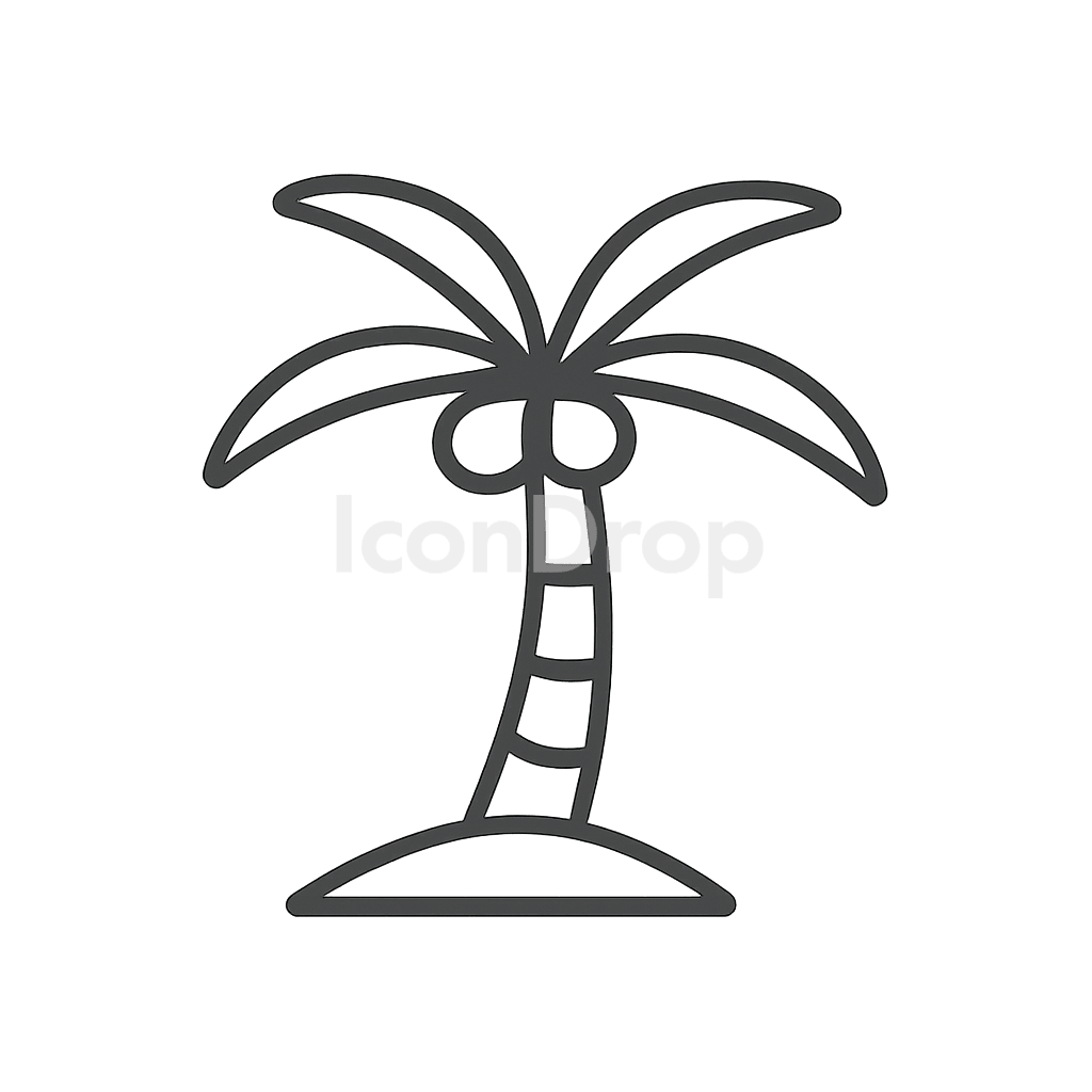 ヤシの木（ココナッツツリー）のアイコン アウトライン