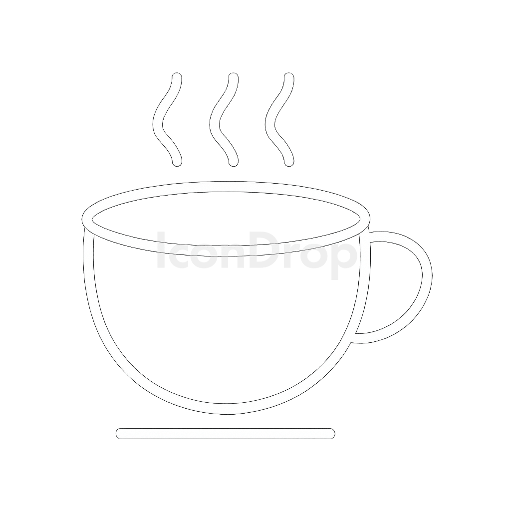Coffee Cup Icon White Outline