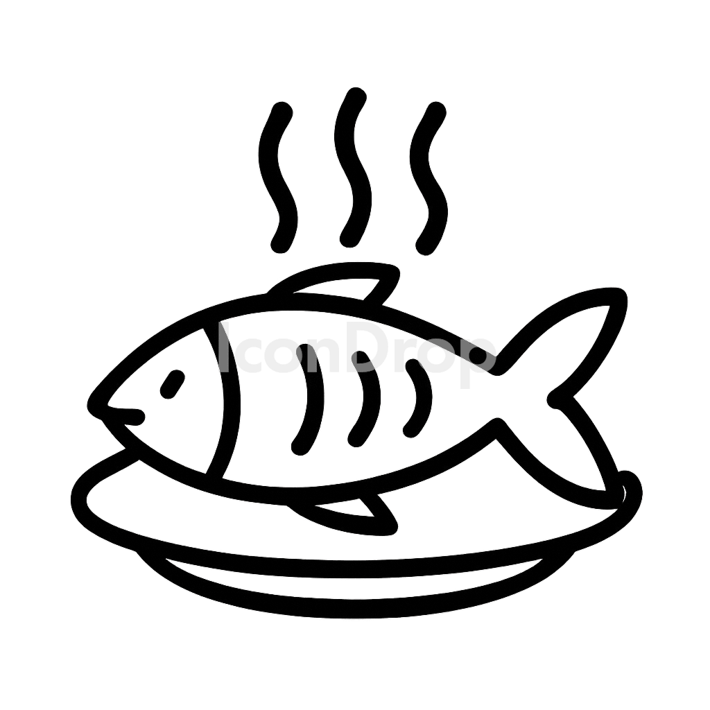 Cooked Fish Icon Outline