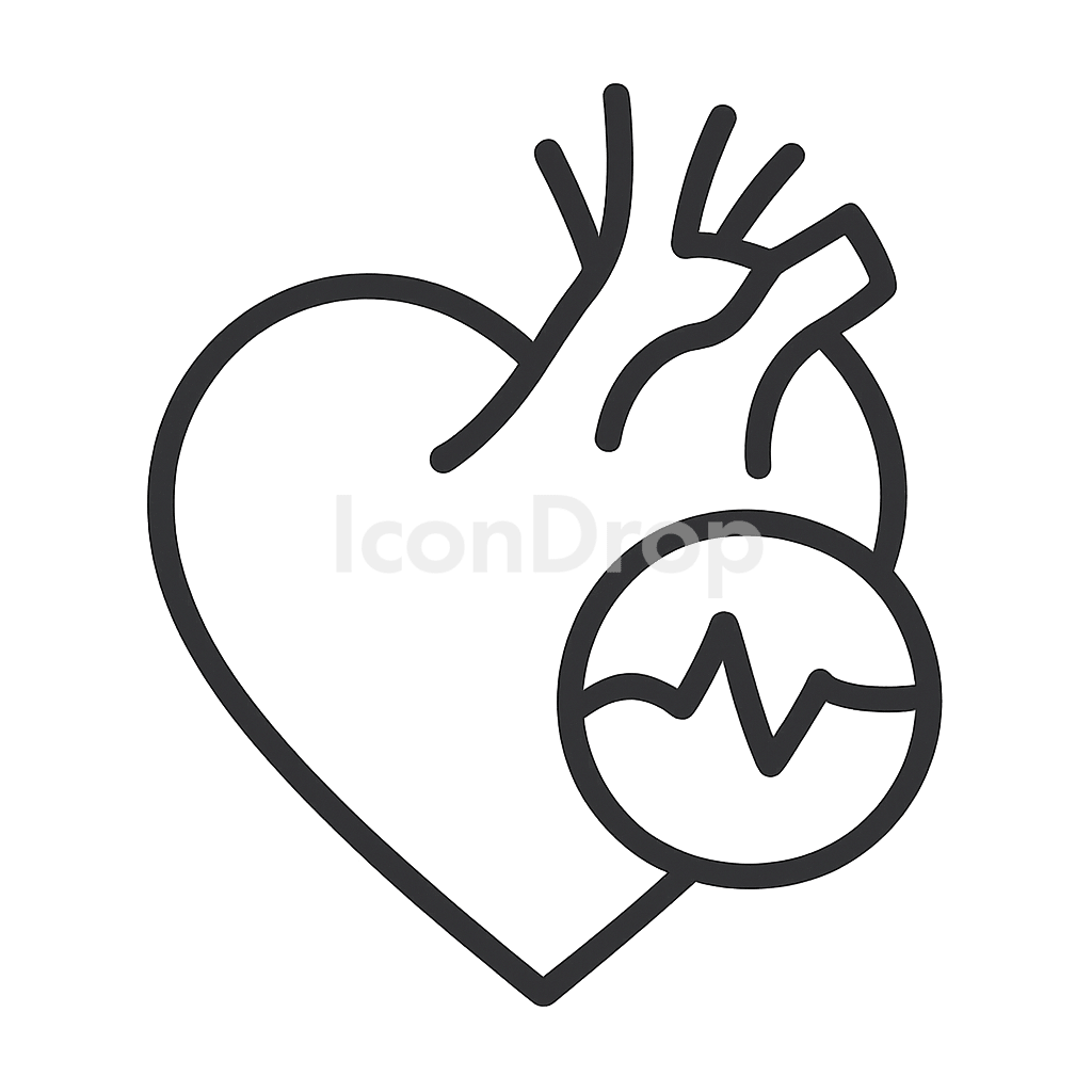 Coronary Heart Disease Icon Outline