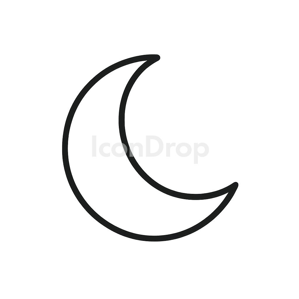 Crescent Moon Icon Outline