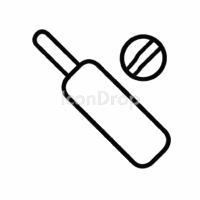 クリケットのバットとボールのアイコン（アウトライン）