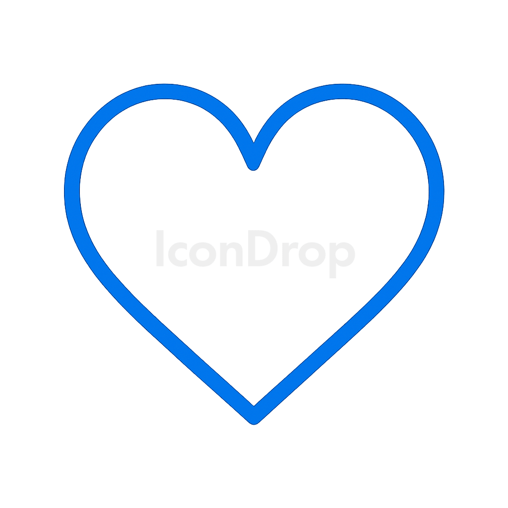 Cute Blue Heart Icon Outline