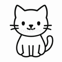 かわいい猫のイラストアイコン(アウトライン)