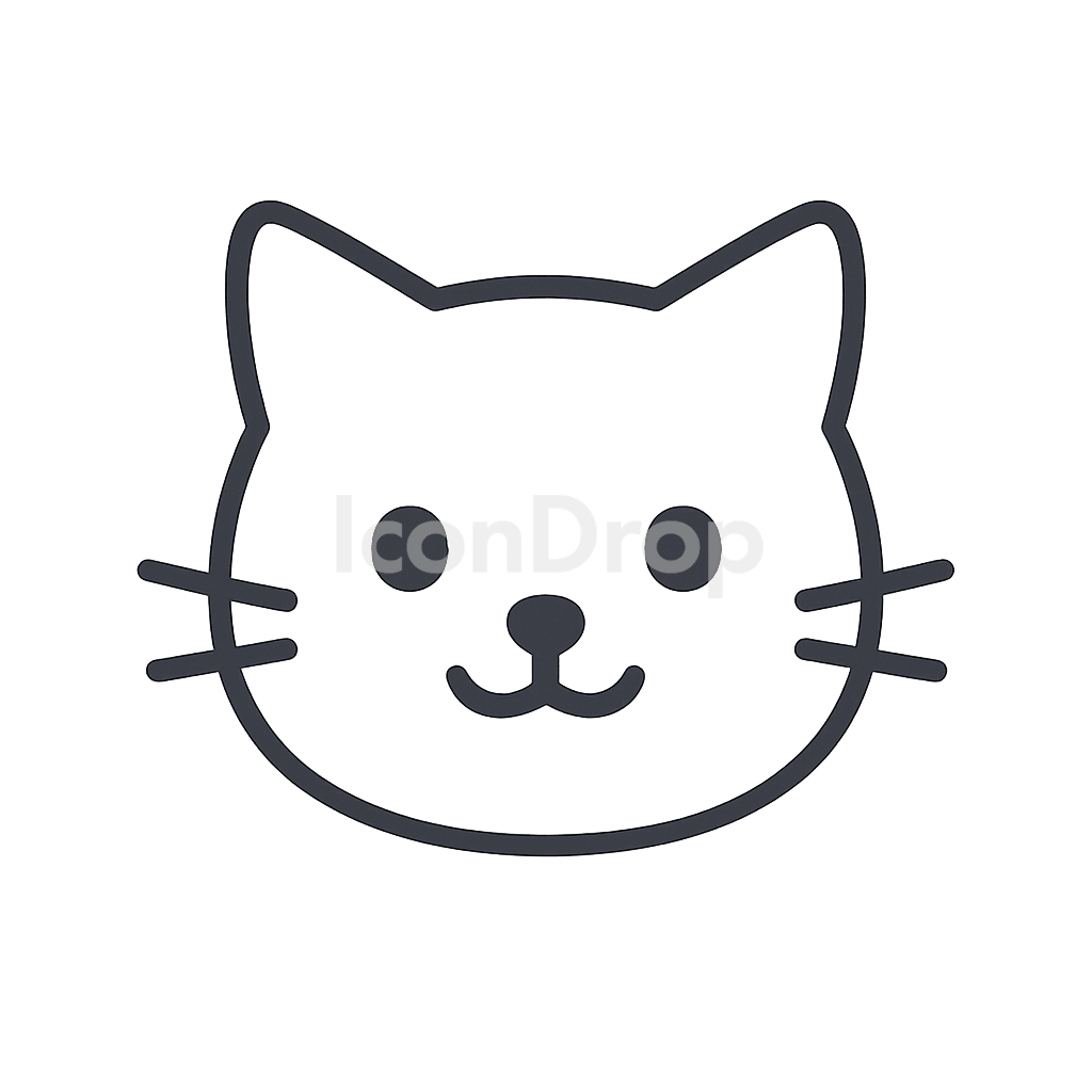 かわいい猫の顔アイコン アウトライン