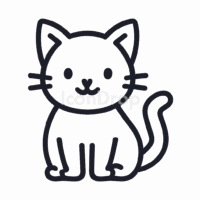 Cute Cat Icon Aesthetic Outline