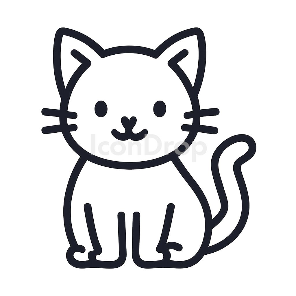 Cute Cat Icon Aesthetic Outline