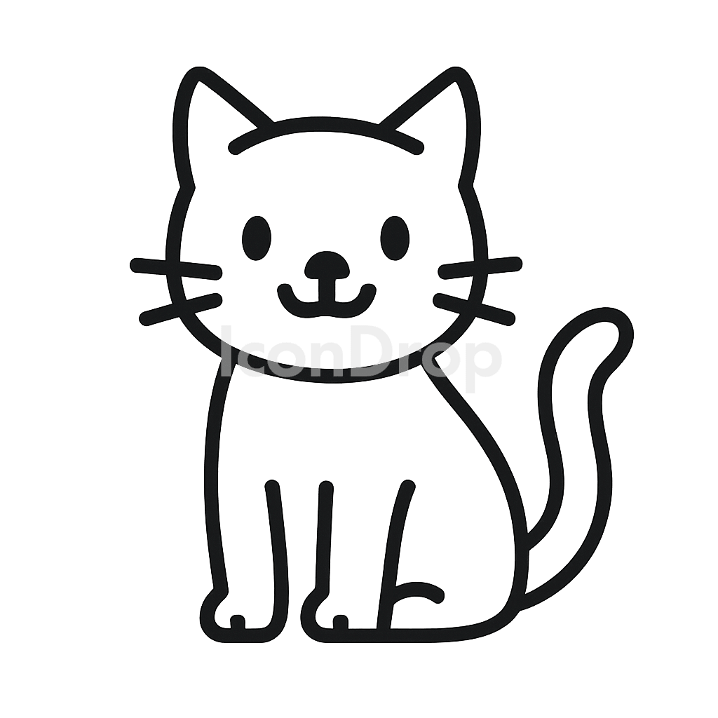 かわいい猫のアイコン アウトライン