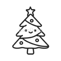 Cute Christmas Tree Icon Outline