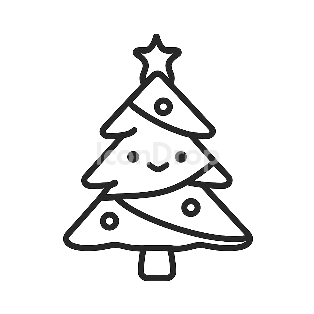 Cute Christmas Tree Icon Outline
