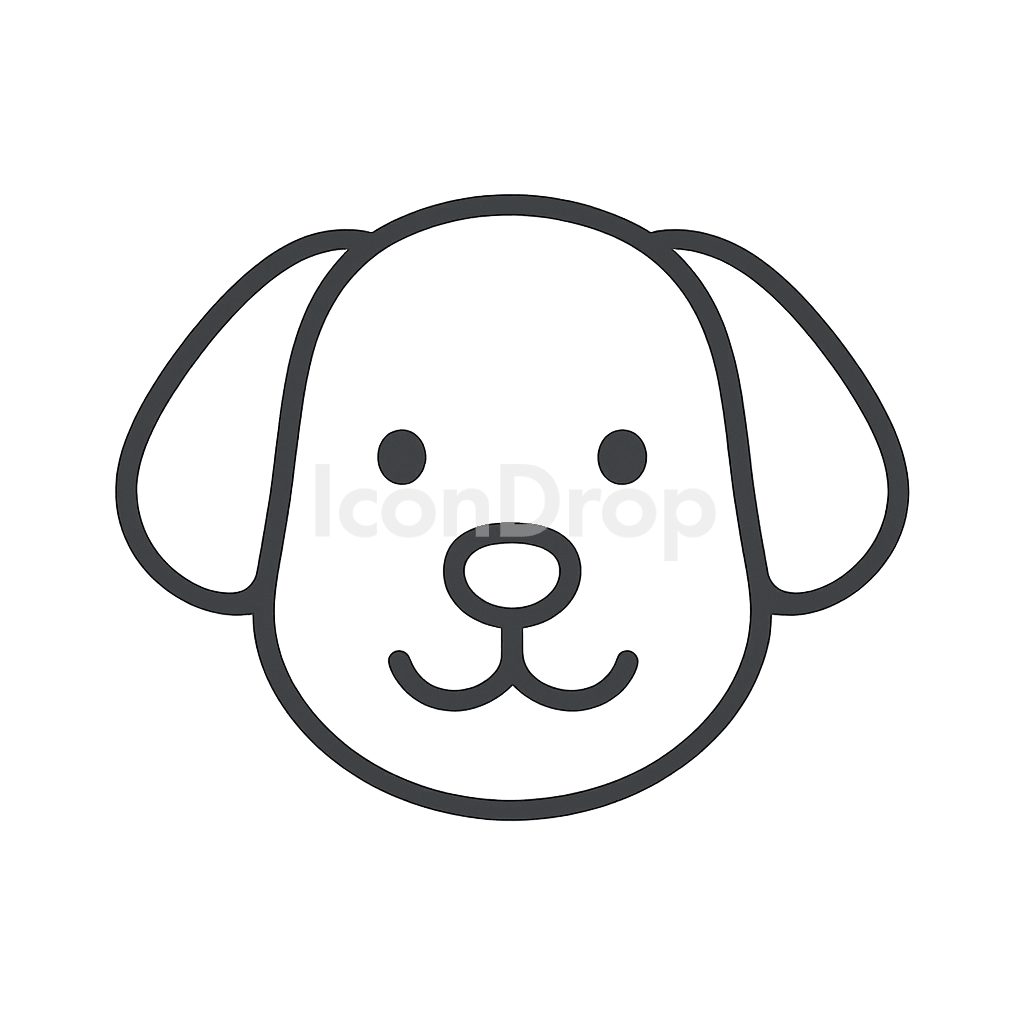 かわいい犬の顔のアイコン アウトライン