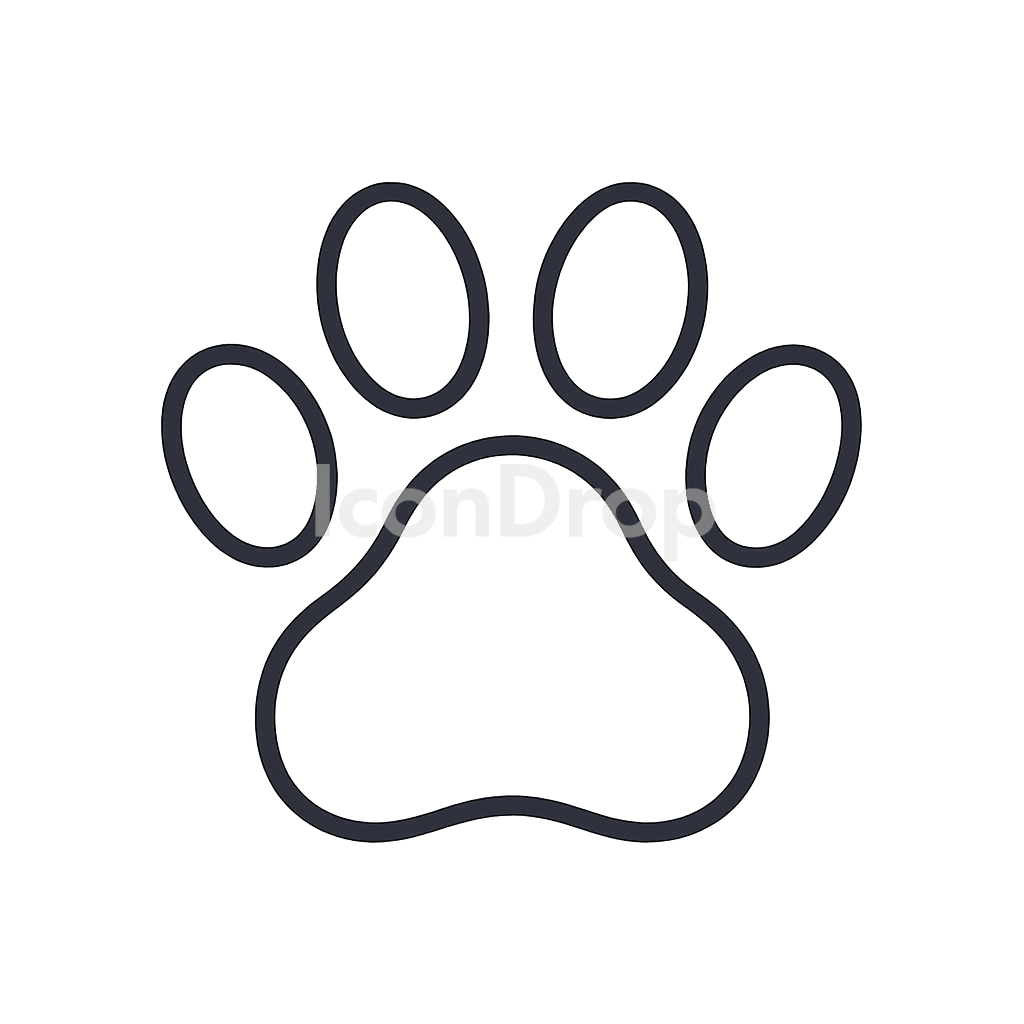 Cute Dog Paw Icon Outline