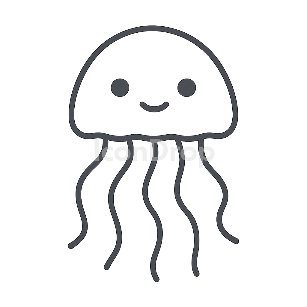 Cute Jellyfish Icon Outline