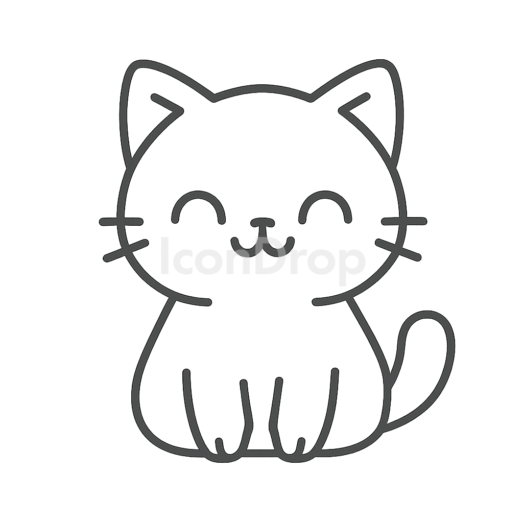 Cute Kawaii Cat Icon Outline