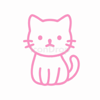 Cute Pink Cat Icon Outline