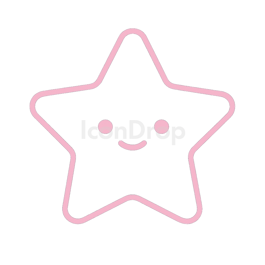 Cute Pink Star Icon Outline