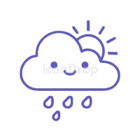 Cute Purple Weather Icon Outline