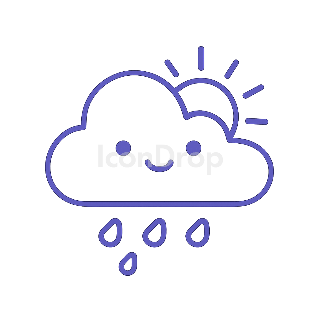Cute Purple Weather Icon Outline