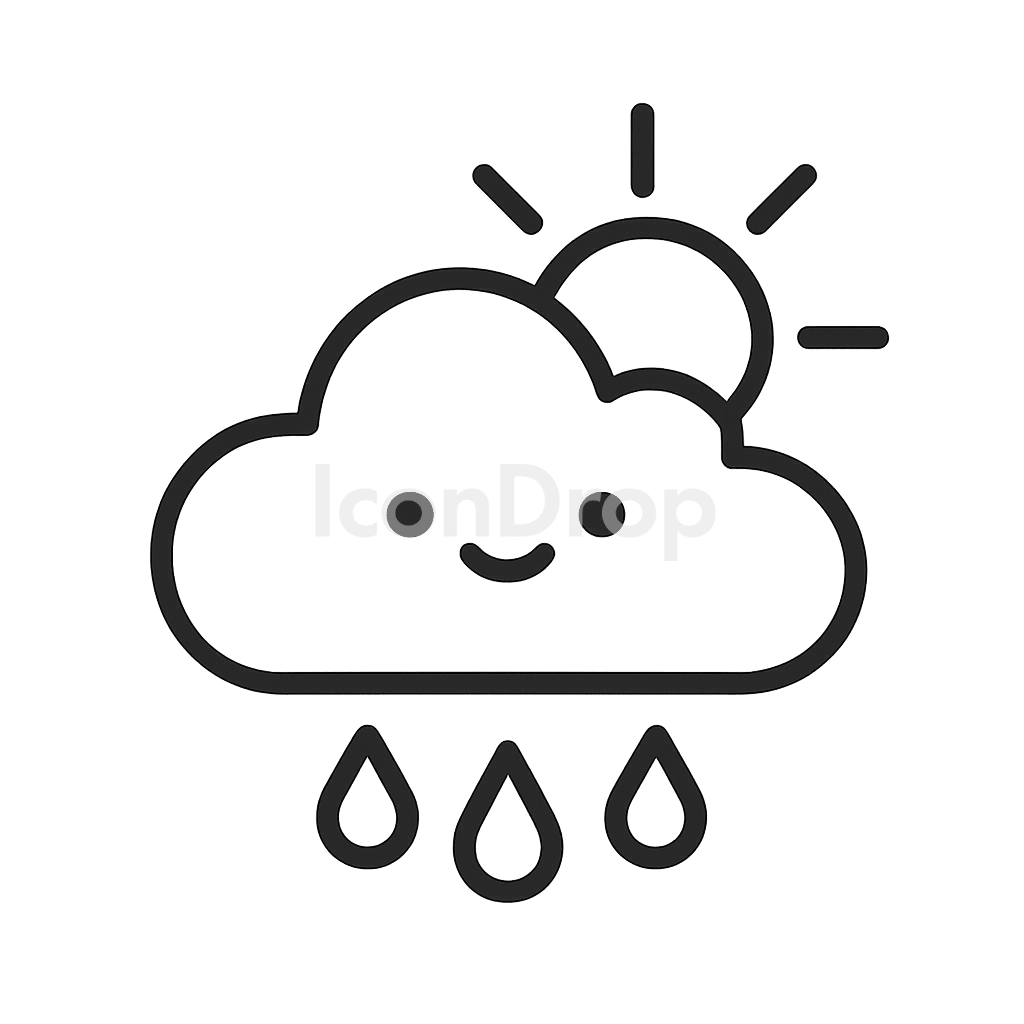 Cute Weather Icon Aesthetic Outline