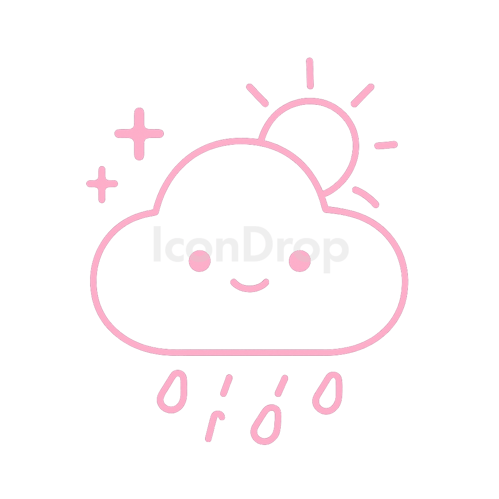 Cute Weather Icon Aesthetic Pink Outline