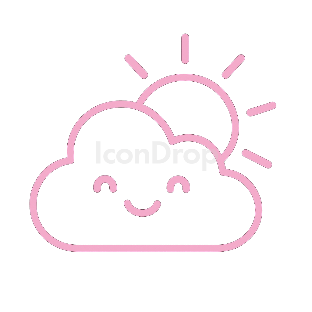 Cute Weather Icon Pink Outline