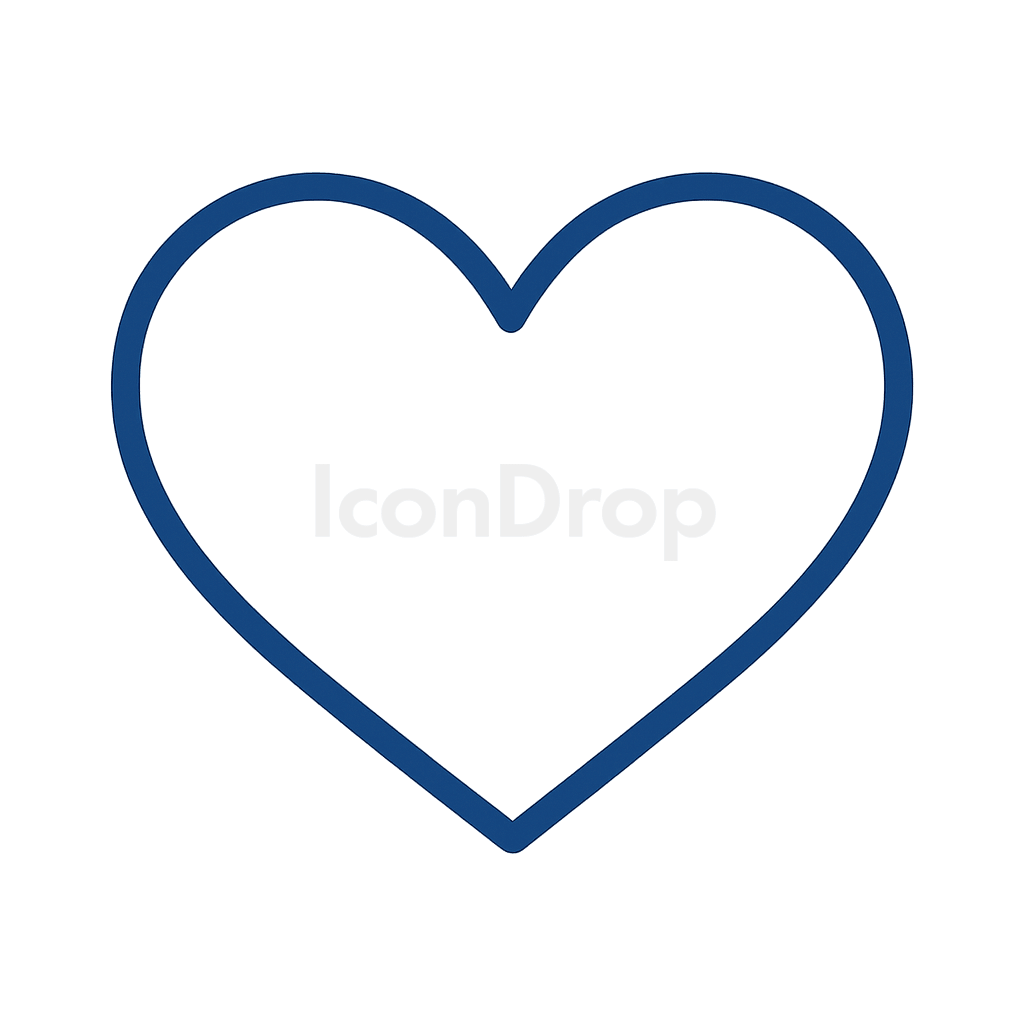 Dark Blue Heart Icon Outline