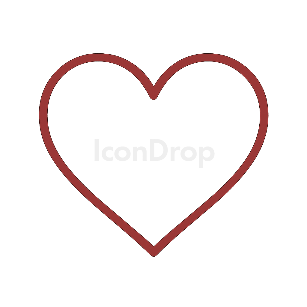 Dark Red Heart Icon Outline