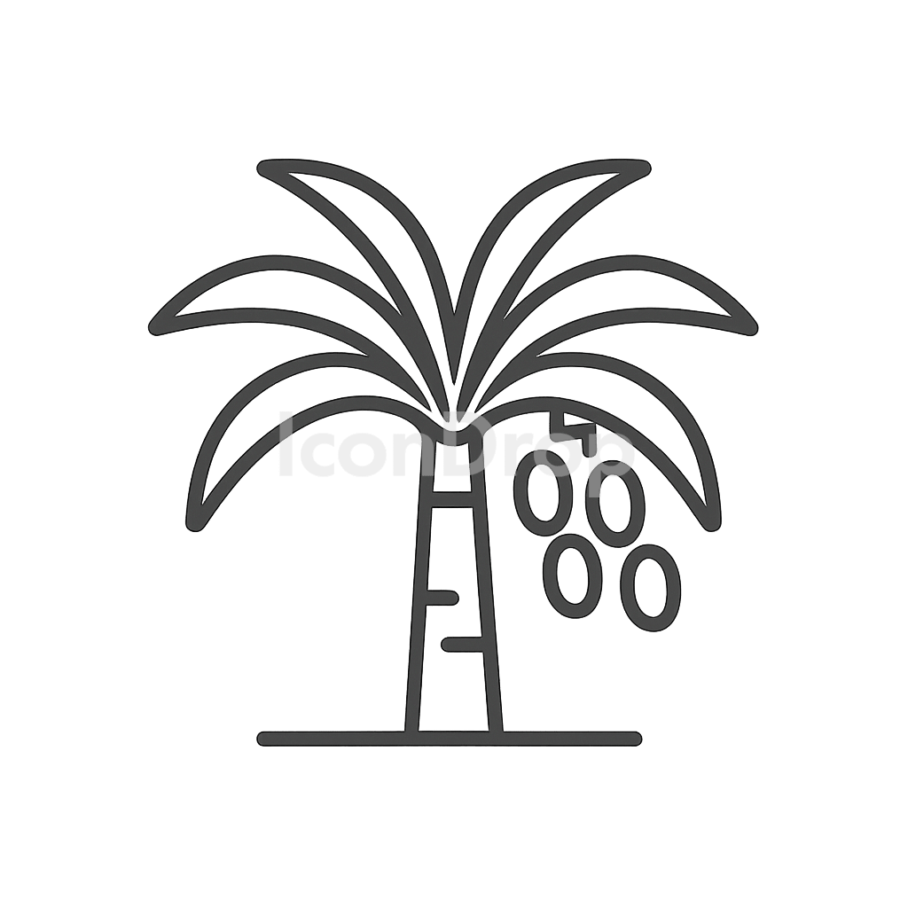 ナツメヤシ（デーツツリー）のアイコン アウトライン