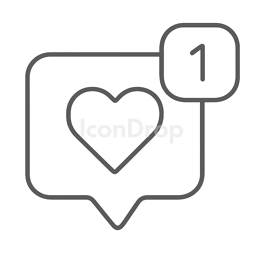 Dating App Heart Notification Icon Outline