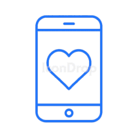Dating App With Blue Heart Icon Outline