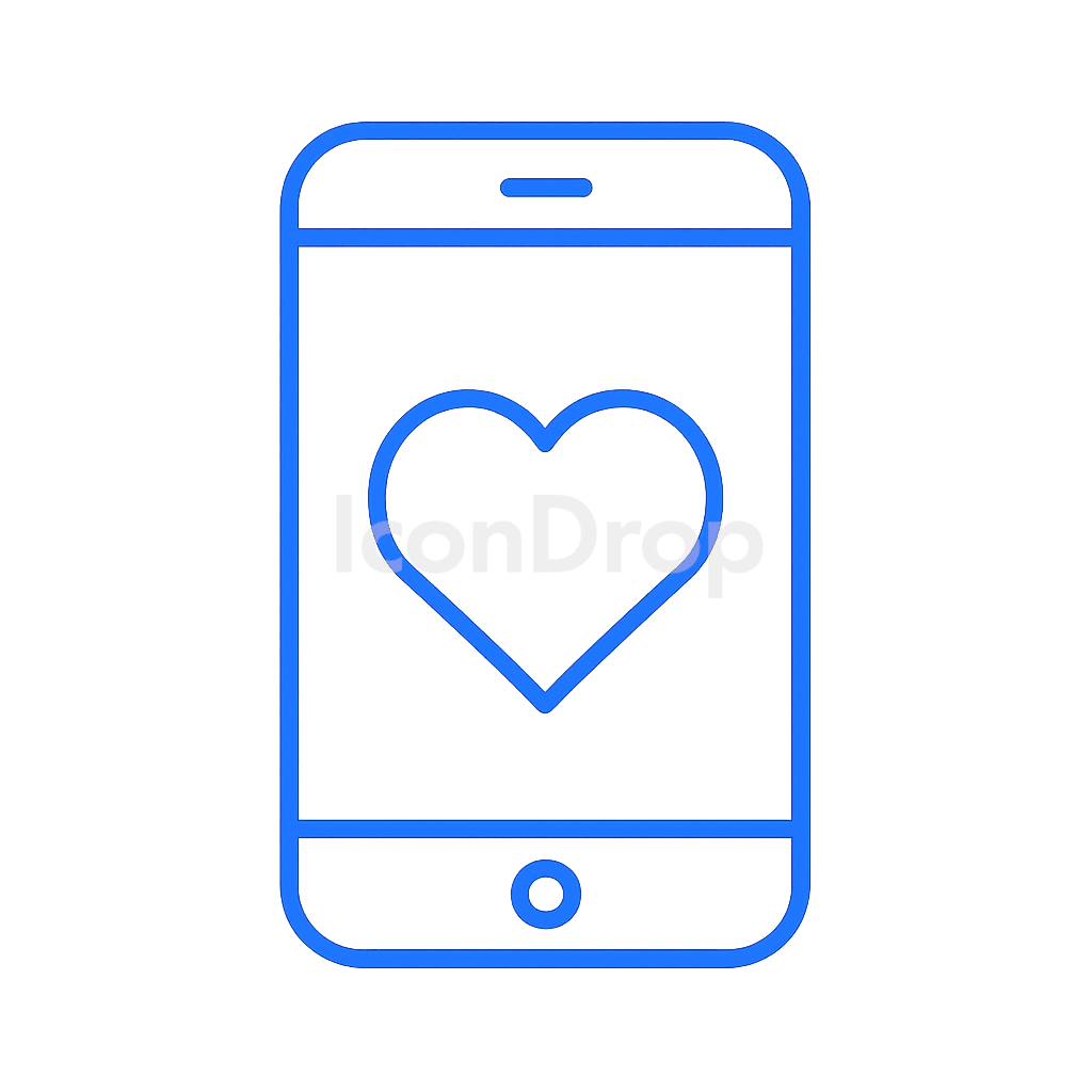 Dating App With Blue Heart Icon Outline