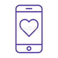 Dating App With Purple Heart Icon Outline