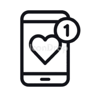 出会い系アプリのハート通知アイコン（アウトライン）