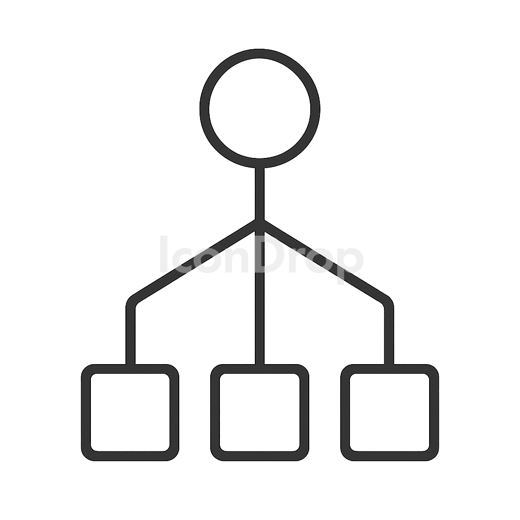 決定木（ディシジョンツリー）のアイコン アウトライン