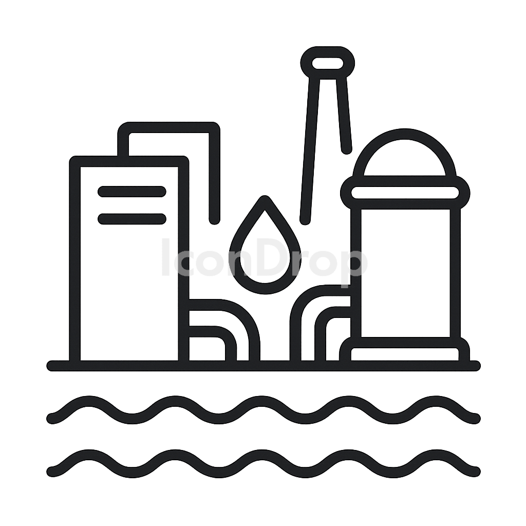 海水淡水化プラントのアイコン アウトライン