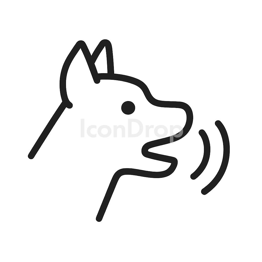 犬の鳴き声（ドッグバーク）のアイコン アウトライン