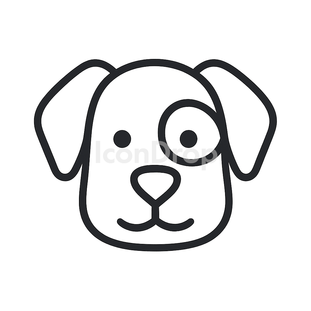 犬の顔のアイコン アウトライン
