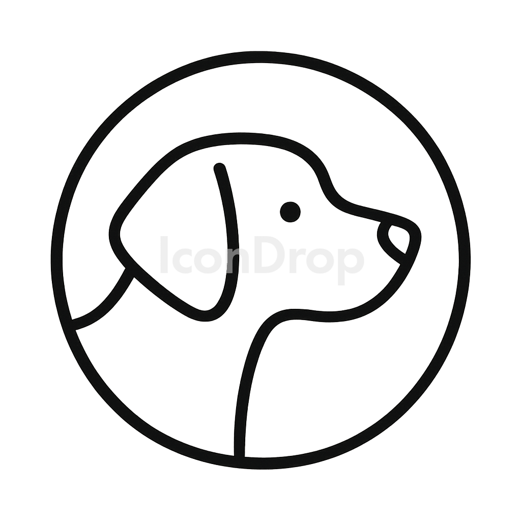 Dog Icon Circle Outline