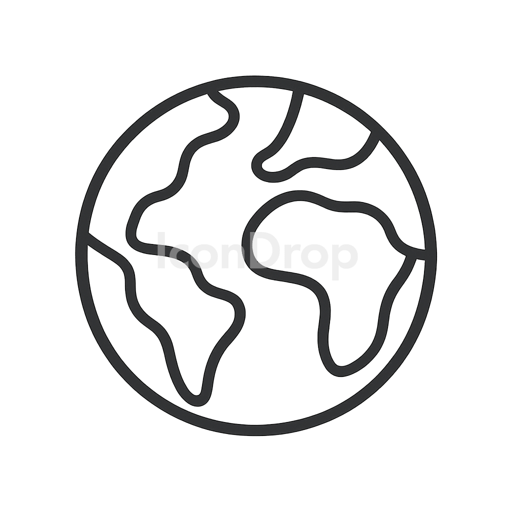 Earth Globe Icon Outline