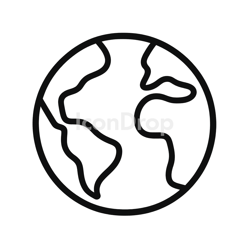 Earth Icon Aesthetic Outline