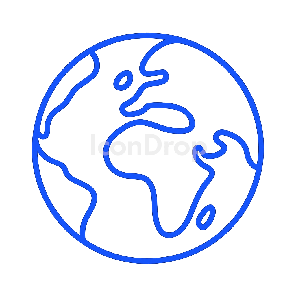 Earth Icon Blue Outline