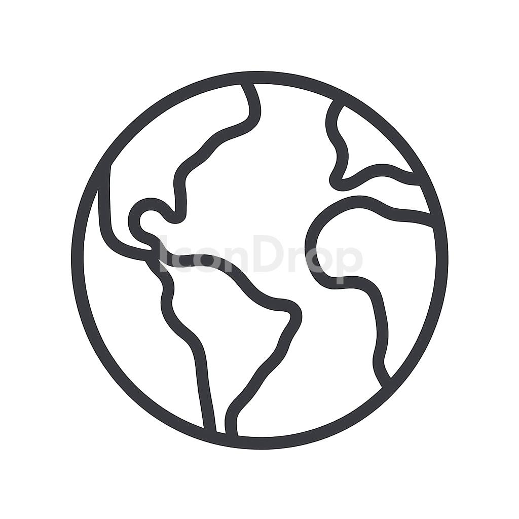 Earth Icon Circle Outline
